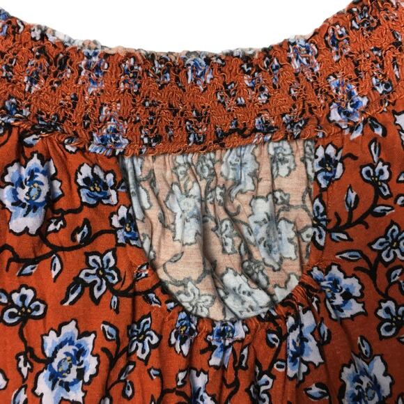 American Rag Top Floral Off the Shoulder Casual Blouse‎ Women's M Keyhole Back - Picture 8 of 10